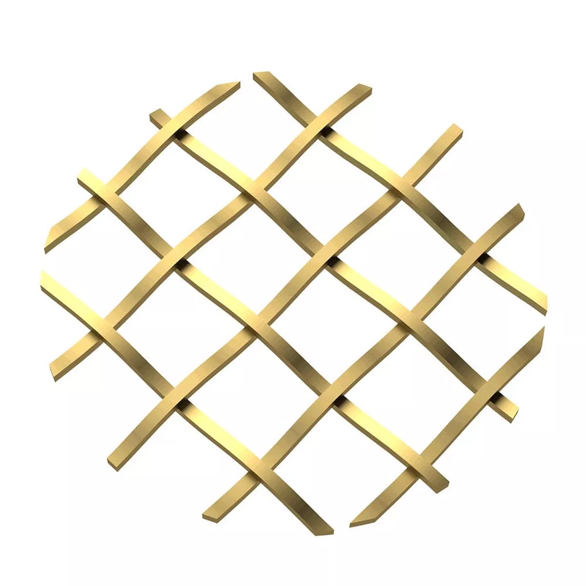 .5" Straight Flat Diamond Decorative Grille - Satin Brass, 36" W x 24" L Sheet