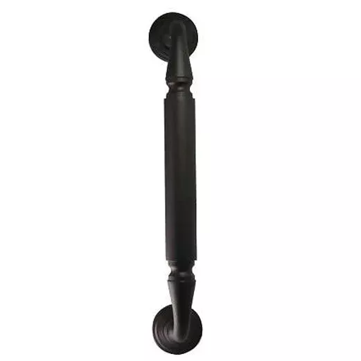 9 Inch Solid Brass Door Pull With Rosettes (Oil Rubbed Bronze Finish)