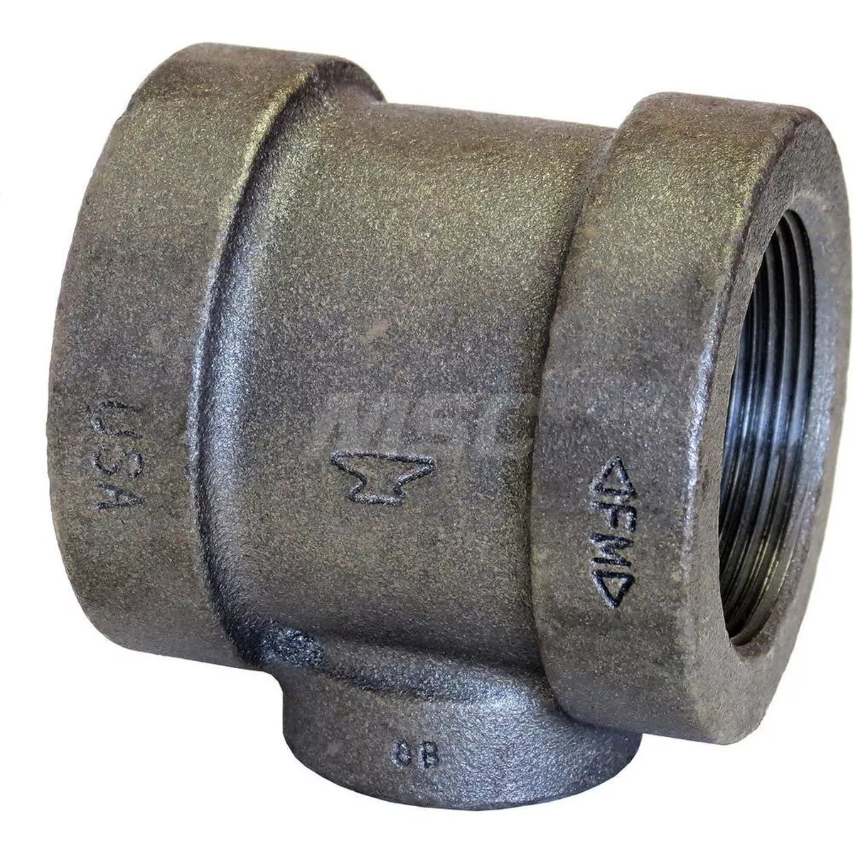 Black Tee: 2 x 1-1/2 x 1", 125 psi, Thread x Thread