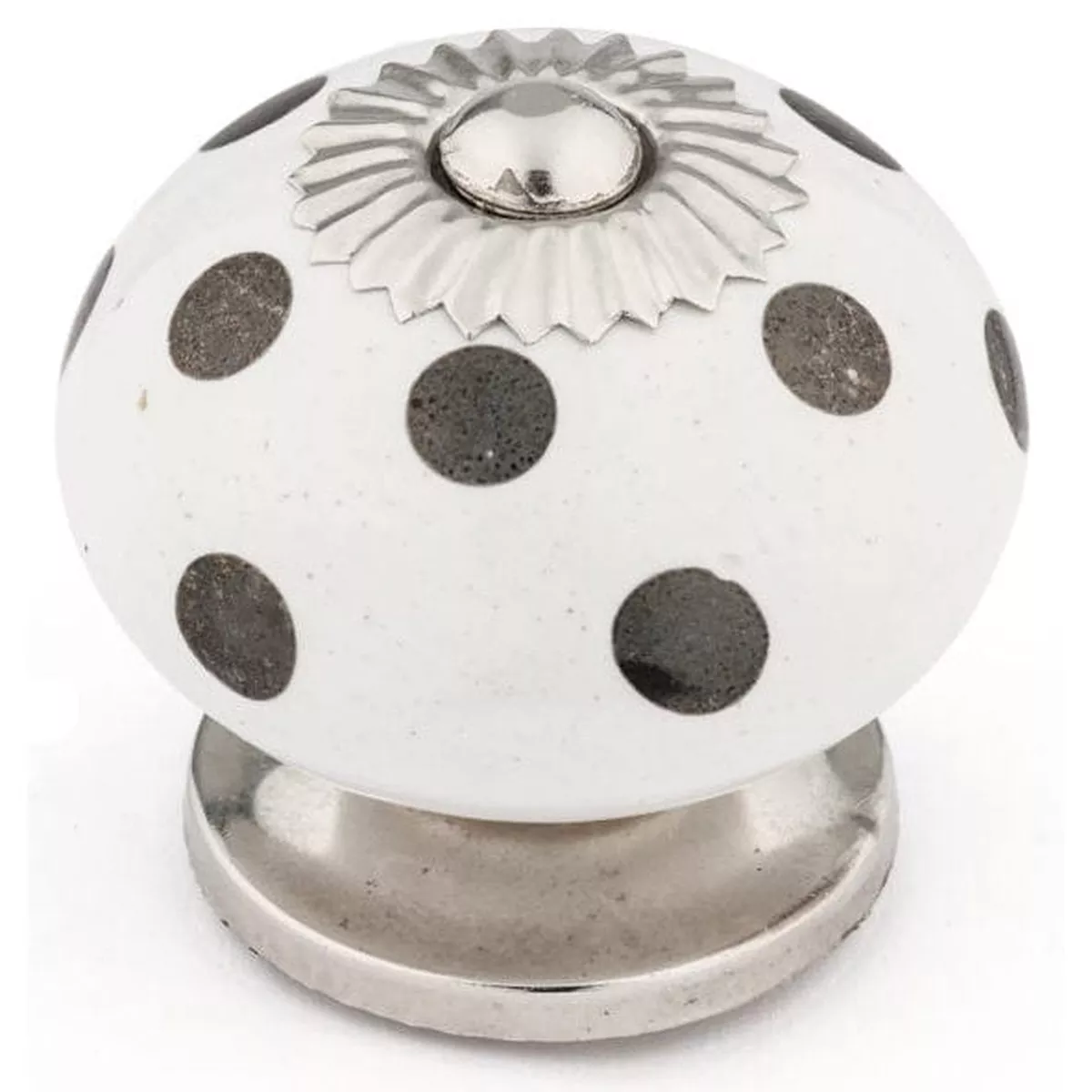 Eclectic Knob, 1-9/16" D, Chrome, White