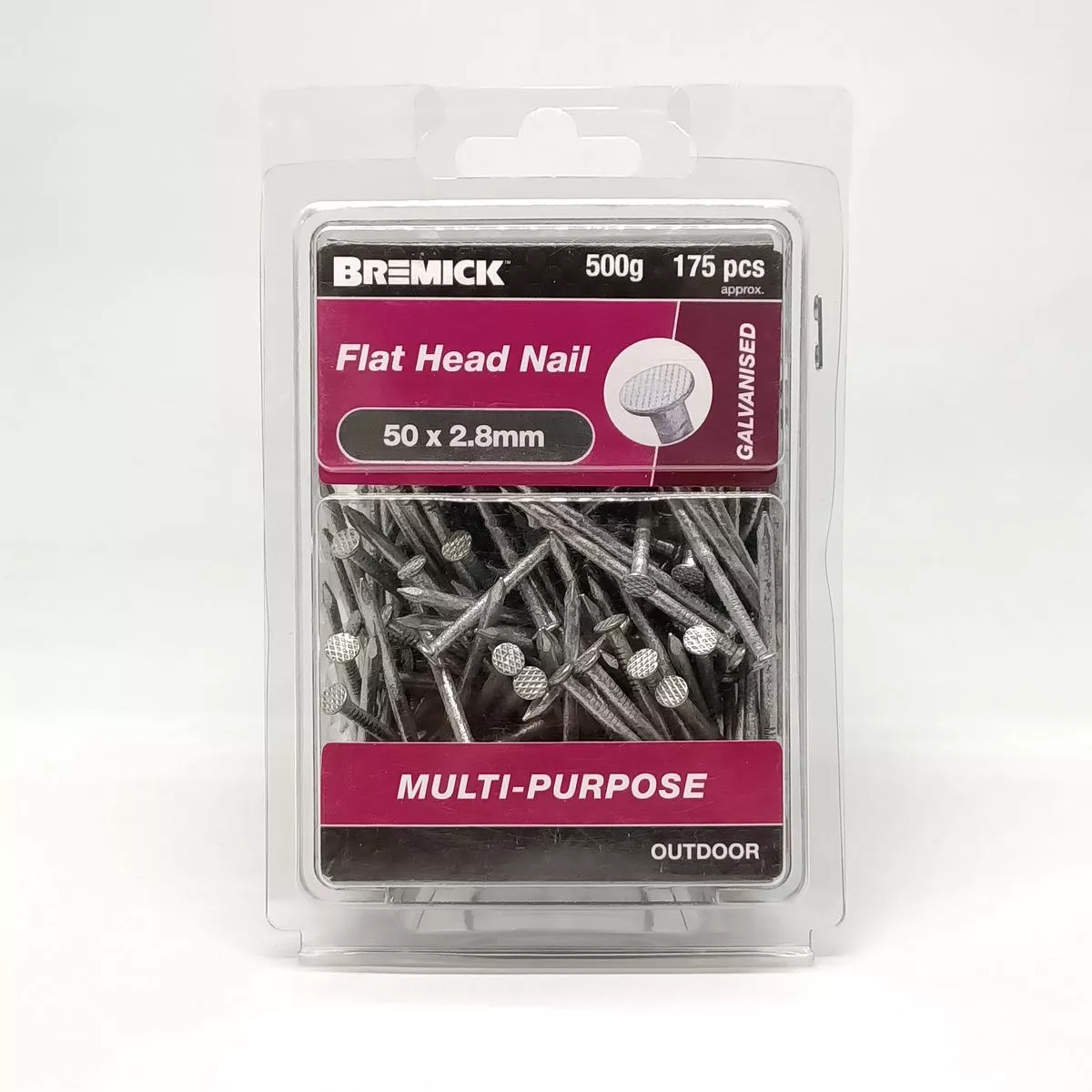 NAIL FLAT HEAD GAL 50X2.8MM 500G BREMICK