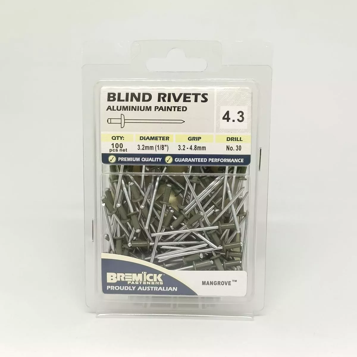 RIVET ALUMINIUM 4-3 MANGROVE PKT 100 BREMICK