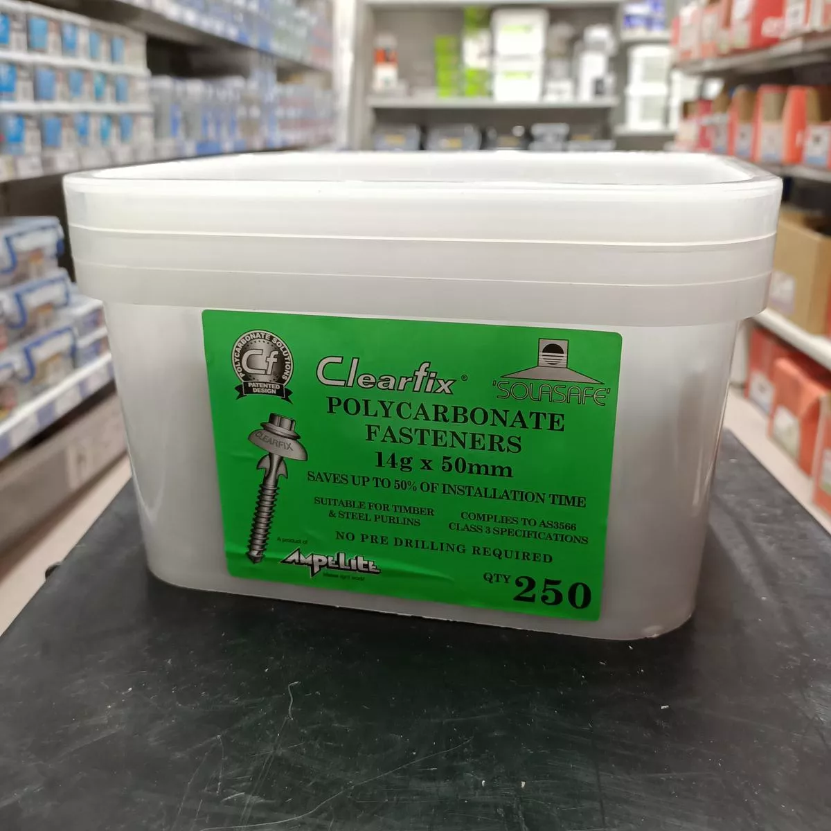 SCREW DOME CLEARFIX POLYCARB 14G X 50MM BOX 250