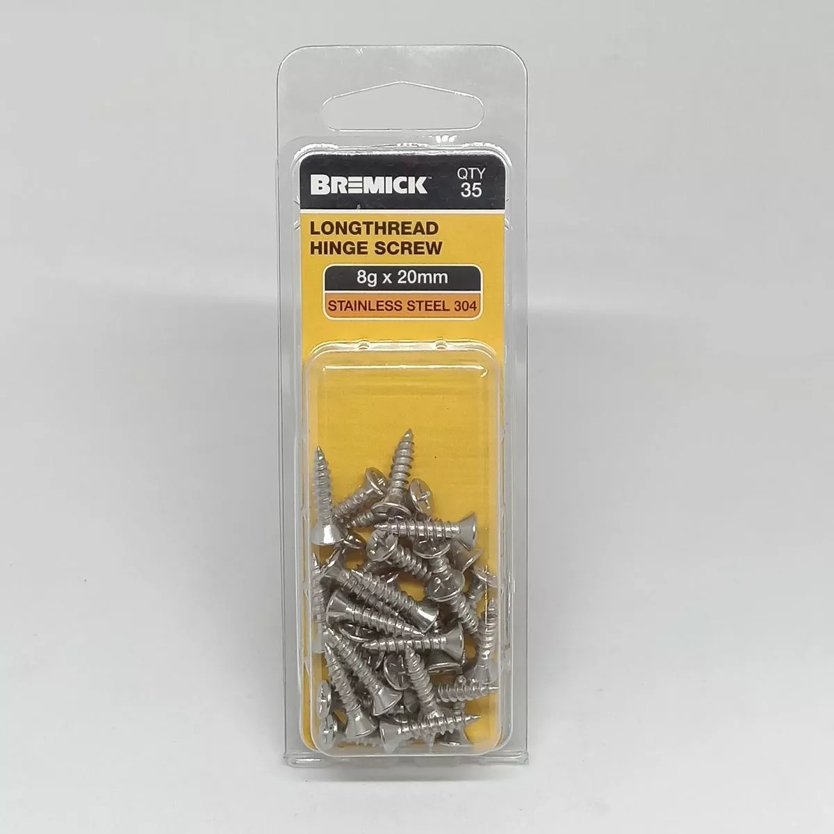 SCREW LONGTHREAD SS 8G X 20MM PKT 35 BREMICK