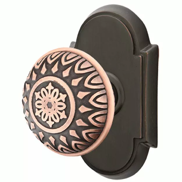Solid Brass Lancaster Door Knob Set With # 8 Rosette (Several Finish Options)