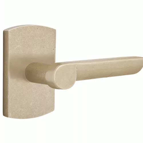 Solid Brass Sandcast Aurora Lever With Rounded Rectangular Rosette
